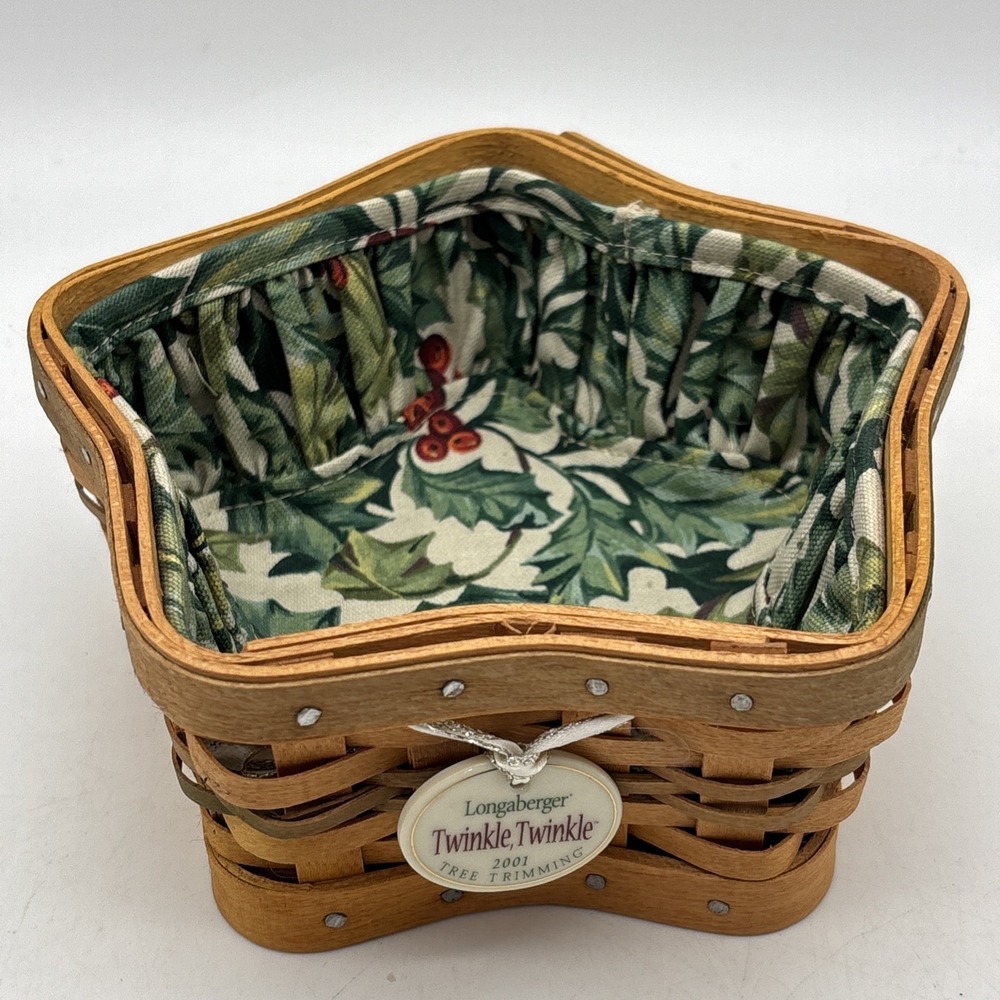 Longaberger Twinkle Twinkle Star Basket 2001 Tree Trimming Series Signed Tie On